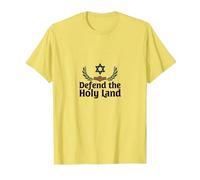 Las FDI defienden la Tierra Santa Apoyo Patriótico Israel Camiseta, Hombre, Limón, XL
