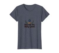 Las FDI defienden la Tierra Santa Apoyo Patriótico Israel Camiseta, Mujer, Azul Jaspeado, L