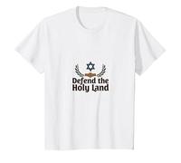 Las FDI defienden la Tierra Santa Apoyo Patriótico Israel Camiseta, Niños, Blanco, 10 años