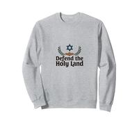 Las FDI defienden la Tierra Santa Apoyo Patriótico Israel Sudadera, Unisex para Adultos, Gris Jaspeado, M