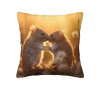 Las fundas de almohada de felpa impresas de Rats in Love de 20 x 20 pulgadas con cremalleras ocultas son una opción ideal para la decoración del sofá del dormitorio del hogar.