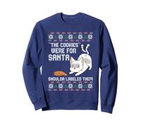 Las Galletas fueron para Santa Navidad Divertido Gato Gatito Amante Sudadera, Unisex para Adultos, Azul Marino, S