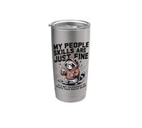Las habilidades de mi gente son solo una buena tolerancia a los idiotas mapache Vaso térmico de acero inoxidable de doble pared