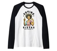 Las Hermanas Que votan lo están Haciendo, Graciosa Mujer Negra votante, Bandera de EE. UU. Camiseta Manga Raglan