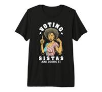 Las Hermanas Que votan lo están Haciendo, Graciosa Mujer Negra votante, Bandera de EE. UU. Camiseta Premium