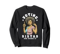 Las Hermanas Que votan lo están Haciendo, Graciosa Mujer Negra votante, Bandera de EE. UU. Sudadera