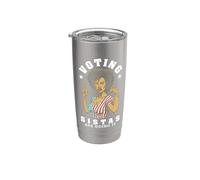 Las hermanas que votan lo están haciendo, graciosa mujer negra votante, bandera de EE. UU. Vaso térmico de acero inoxidable de doble pared