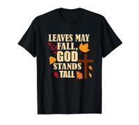 Las Hojas Pueden Caer, Dios se Mantiene Alto otoño Cristiano Camiseta gráfica económica, Hombre, Negro, L