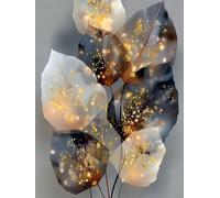 Las Hojas Son Grises Y Blancas Diamond Painting Adultos Kits, 5D Redondo Diamantes Painting Niños Pintura, Diamant Art Bordado Punto Cruz Cuadros, Art Mosaico Decoración Pared Del 90x120cm hJ8-871