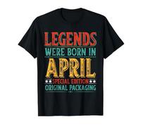 Las Leyendas de cumpleaños de Abril Nacieron en Abril Funny Husband Dad Camiseta gráfica económica, Hombre, Negro, M