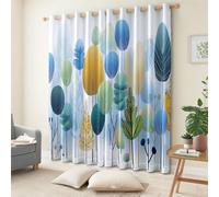 Las Líneas Abstractas De Árboles Son Elegantes Cortinas Opacas Ojales Cortinas Cortina Anti Luz Opacas Cortinas Aislantes Termicas, para Salon Dormitorio, 2 Piezas, 117 x 137 cm, Azul Claro