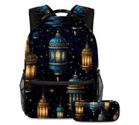 Las linternas de Ramadán están listas para el regreso a clases con nuestro juego de mochila y estuche para niños, niñas y adolescentes, Multicolor#05, B:29.4x20x40cm P:19x7.5x3.8cm, Mochilas Daypack