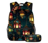 Las linternas de Ramadán están listas para el regreso a clases con nuestro juego de mochila y estuche para niños, niñas y adolescentes, Multicolor#03, B:29.4x20x40cm P:19x7.5x3.8cm, Mochilas Daypack