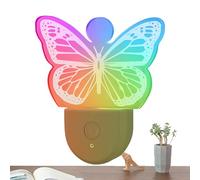 Las luces nocturnas se enchufan en la pared para niños, luz nocturna que cambia de color enchufa LED mariposa 6 colores dormitorio Iluminación ambiente infantil cambi