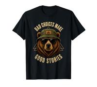 Las Malas Decisiones Hacen Que Las Buenas Historias Sean Divertidas, un Oso de Campamento Vintage Camiseta gráfica económica
