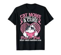 Las mamás del Gato Vaca luchan contra un ronroneo de Cura para el cáncer de Mama Rosa 2026 Camiseta