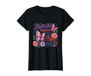 Las Mariposas aparecen Cuando los ángeles están Cerca de la Mariposa Conmemorativa Camiseta gráfica económica