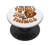 Las Mejores Cosas de la Vida no Son Cosas Golden Retriever PopSockets PopGrip Adhesivo