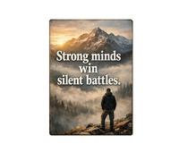 Las Mentes Fuertes Ganan Batallas Silenciosas. Cartel De Metal Divertido Letrero De Metal Decoración Letreros De Estaño para Pared Salón Balcón 20X30Cm