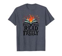 Las Mentes Libres leen libremente: Llama de Libertad Intelectual Camiseta, Hombre, Azul Jaspeado, S