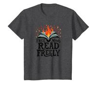 Las Mentes Libres leen libremente: Llama de Libertad Intelectual Camiseta, Niños, Jaspeado Oscuro, 8 años