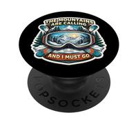 Las montañas están Llamando y Debo IR a Esquiar Esquiador Esquiar Diversión PopSockets PopGrip Adhesivo