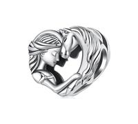 Las mujeres adoran el colgante de animal en plata de ley 925, perla en forma de corazón, compatible con pulsera Pandora Charm, ninguna talla disponible, Plata de ley, Zirconia cúbica sintética