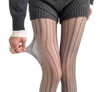 Las mujeres Ahuecado Geométrico Punto Estampado Medias Vintage Rhombus Rayas Encaje Medias Patrón Diamante Pantimedias Medias, gris, Talla única