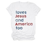 Las mujeres aman a América también camisa Ella es una buena chica ama a Estados Unidos también 4 de julio camisa patriótica del Día de la Independencia, Blanco, M