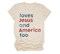 Las mujeres aman a América también camiseta Ella es una buena chica ama a América también el 4 de julio patriótica del Día de la Independencia Camiseta Corte Out Top Mujer, beige, L
