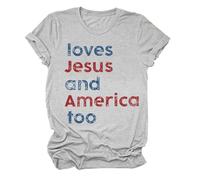 Las mujeres aman y América también camisa Ella es una buena chica ama y América también 4 de julio patriótica Día de la Independencia Camiseta de las señoras, gris, M