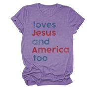 Las mujeres aman y América también camisa Ella es una buena chica ama y América también 4 de julio patriótica Día de la Independencia Camiseta de las señoras, morado, L