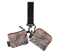 Las mujeres Card Casos cambio titular minimalista cartera con llavero para señoras Niñas 2 unids, Animales de flores de colores decorativos aborígenes, 4.13"(L) x 3.5"(W), Accesorios de viaje