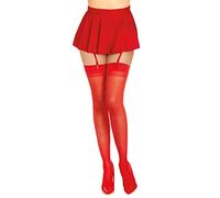 Las mujeres de Dreamgirl Moulin medias hasta el muslo, rojo, un tamaño