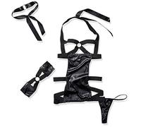 Las mujeres de Dreamgirl X-Rated vestido, tanga y sistemas de retención, 3-piezas, Negro, un tamaño