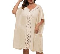 Las mujeres de manga media longitud suéter más tamaño viscosa musulmana vestido de las mujeres para la oración, beige, talla única