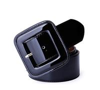 Las Mujeres Ms Lady Laca Mujer Piel Cintura Cintura Vestidos Decorativos Down Jacket Wide Belt Correa de Cuero Correa de Cuero Negro.