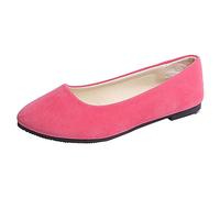 Las mujeres sólidas de gran tamaño se desliza en plana comodidad plana casual solo zapatos altos zapatos de cuña de las mujeres, Rosa., 39 EU