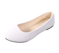 Las mujeres sólidas de gran tamaño se desliza en plana comodidad plana casual solo zapatos impermeables zapatos de mujer 39, Blanco, 39 EU