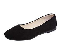 Las mujeres sólidas de gran tamaño se desliza en plana comodidad plana casual solo zapatos zapatos de lona de las señoras, Negro , 38 EU