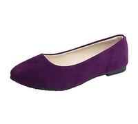 Las mujeres sólidas de gran tamaño se desliza en plana comodidad plana casual solo zapatos zapatos snowboard señoras (Purple, 37)