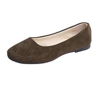 Las mujeres sólidas de gran tamaño se desliza en plana plana comodidad casual solo zapatos zapatos de las señoras elegantes con tacón, Verde militar., 37 EU