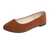 Las mujeres sólidas de gran tamaño se deslizan en plana comodidad plana casual solo zapatos O zapatos de mujer 41, marrón, 41 EU