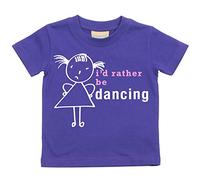 Las niñas I 'd Rather BE Dancing camiseta para bebé disponible en tamaños 0 - 6 meses a 14 - 15 años hija Stick persona morado morado Talla:12-18 meses