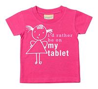 Las niñas I 'd Rather BE en mi camiseta de Tablet para bebé disponible en tamaños 0 - 6 meses a 14 - 15 años hija Stick persona rosa rosa Talla:9-11 años