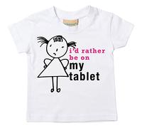 Las niñas I 'd Rather BE en mi camiseta de Tablet para bebé disponible en tamaños 0 - 6 meses a 14 - 15 años hija Stick persona blanco blanco Talla:7-8 Years