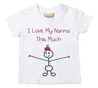 Las niñas I Love My Nanna esto mucho disponible en tamaños camiseta para bebé 0 - 6 meses a 14 - 15 años hija Stick persona blanco blanco Talla:7-8 Years