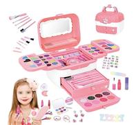 Las niñas juegan a maquillarse, jugar a maquillarse - Juego de vestir princesas lavables - Kit de maquillaje para niños, kits de cosméticos con espejos, juguetes de maquillaje para niñas, niños de 3 a