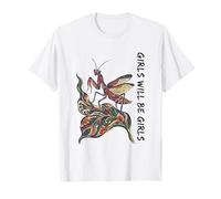 Las niñas serán niñas Mantis Religiosa estilizada Arte de la Naturaleza Camiseta