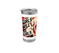 Las niñas serán niñas mantis rezando arte feminista empoderamiento Vaso térmico de acero inoxidable de doble pared